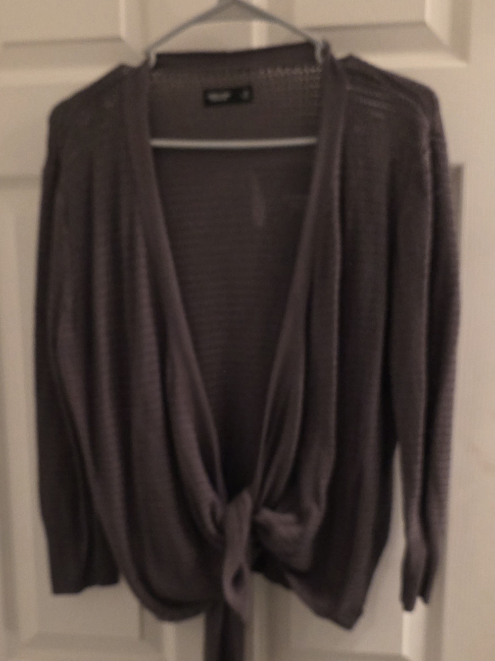 Vera Wang Heathered Green Tie-Front Cardigan